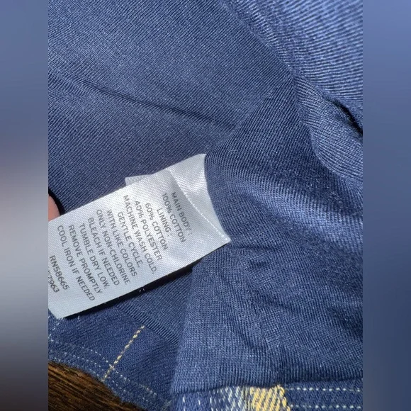 NWT Nordstrom Boy’s Sz Med 10/12 Navy and Yellow Plaid Flannel Shirt/ Jacket - Picture 4 of 4